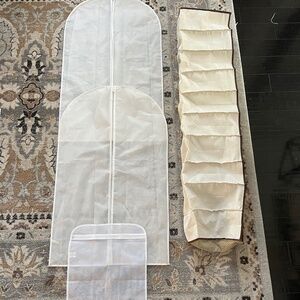 Lot of 2 Garment Bags, a 10 Shelf Hanging Shoe Storage, & 1 Lingerie Bag